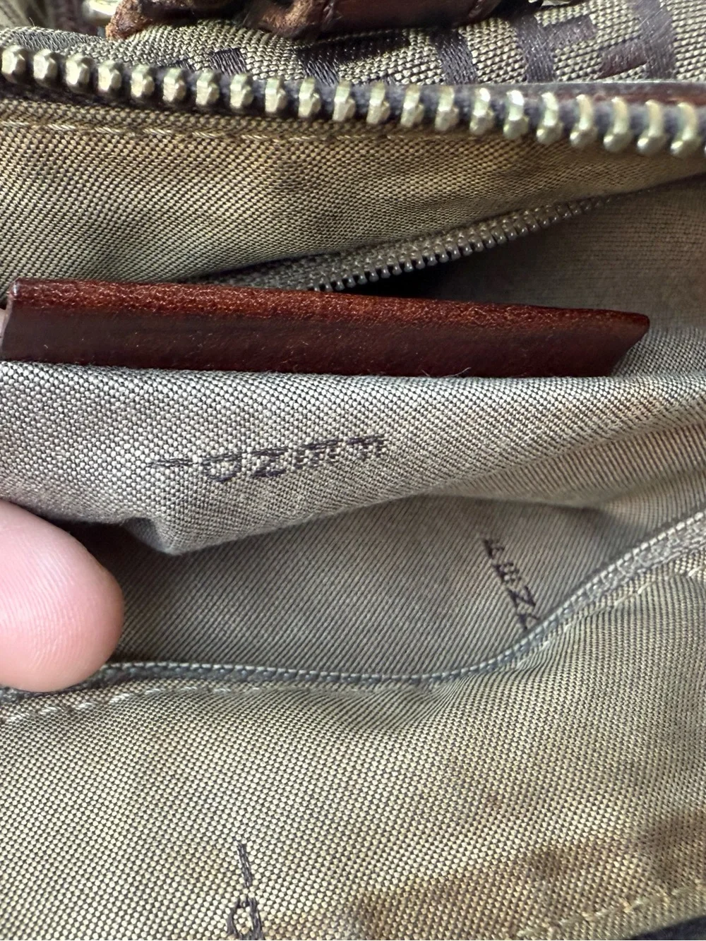 Fendi Brown Zucca Logo Canvas Shoulder Tote with Dark Brown Leather Trim